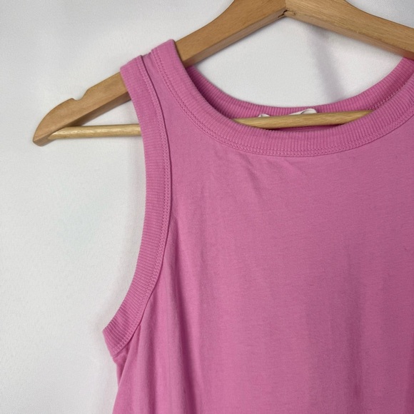 Mango Pink Cotton Contrast Bodice A-Line Gathered Midi Dress M - Picture 4 of 4